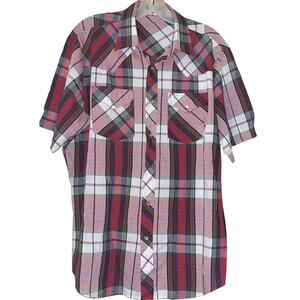 Rodeo Western plaid men's shirt VTG Pearl Snap Size S Short Sleeve